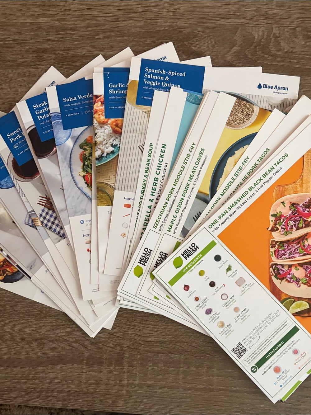 Bundle of 37 Hello Fresh, Blue Apron Recipe Cards